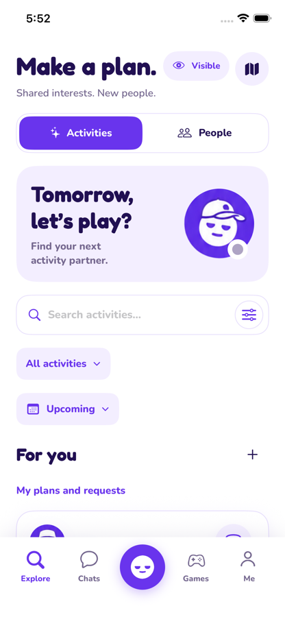A feed of nearby plans and moments in the bored. app.